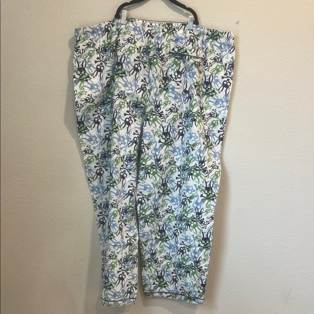 Psycho Bunny Men's Blue and Green Patterned Pajama Pants - Picture 3 of 6